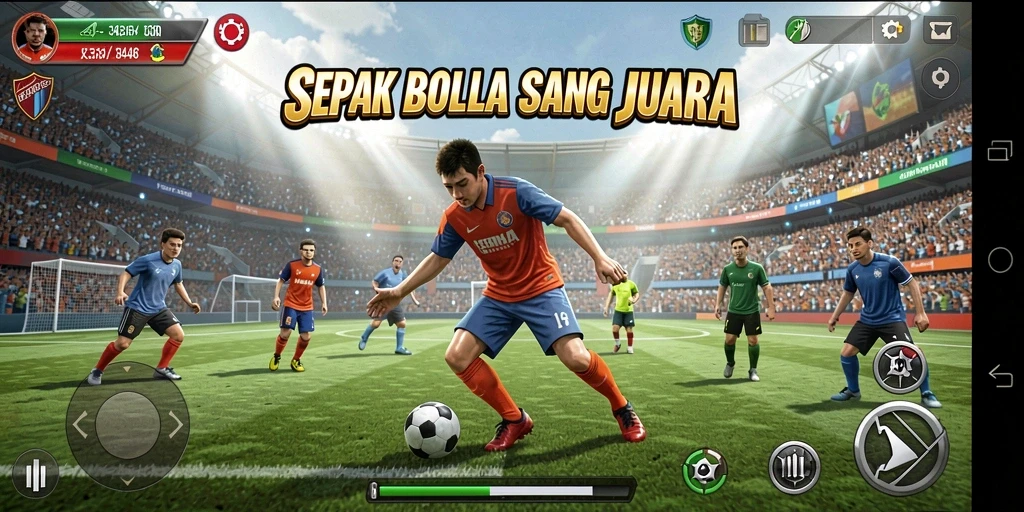 Gameplay seru dalam 3446 dengan aksi sepak bola yang mendebarkan.