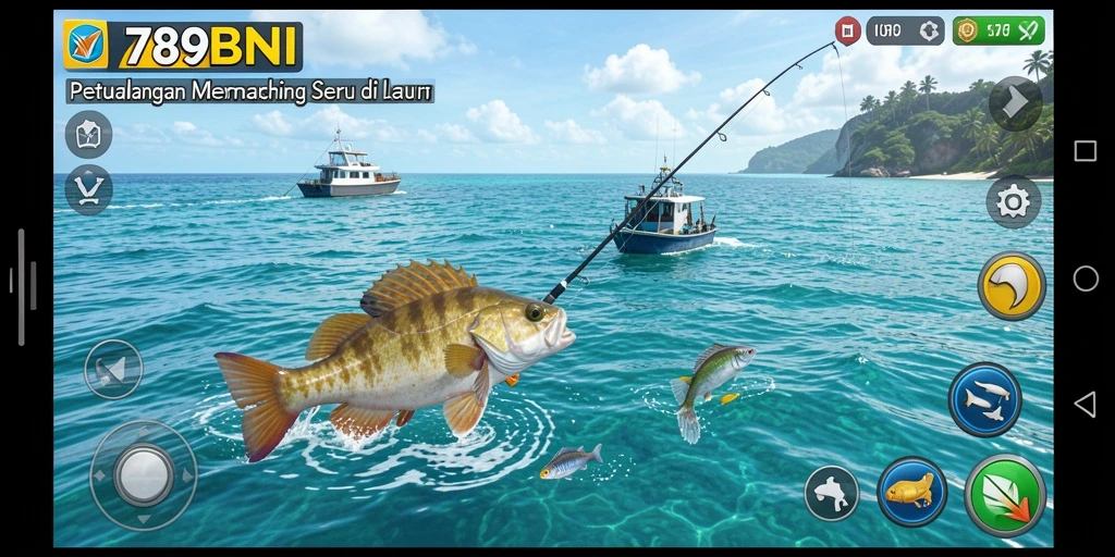Screenshot gameplay 789BNI menunjukkan momen menangkap ikan terbaik.