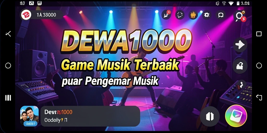 Tampilan antar muka DEWA1000 saat bermain musik yang seru.