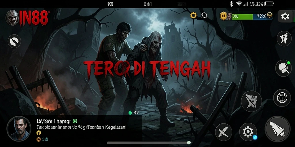Screenshot menakutkan dari gameplay IN88 dengan atmosfer Horror yang mencekam.