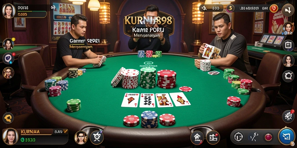 Tampilan screenshot KURNIA898 menampilkan gameplay poker yang mendebarkan.