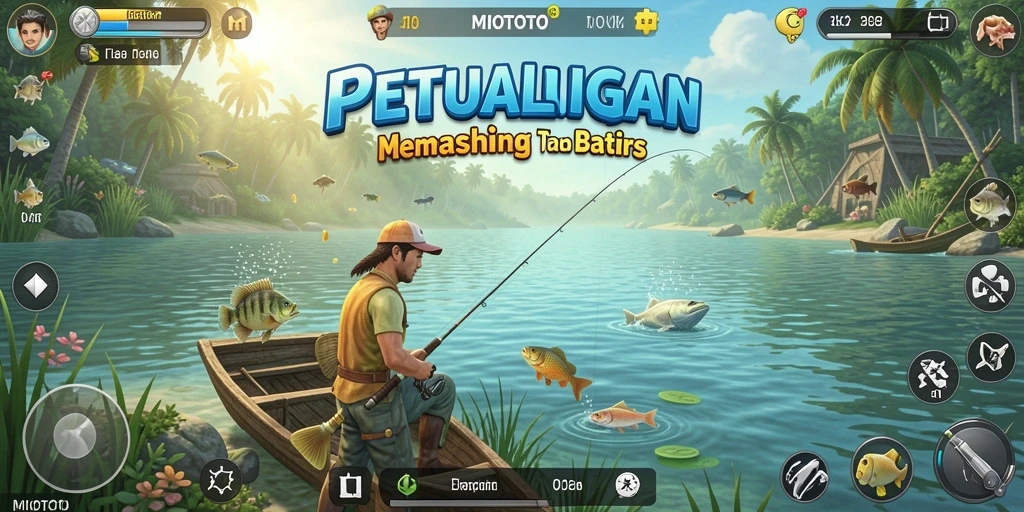 Tampilan gameplay memancing yang menakjubkan di MIOTOTO.
