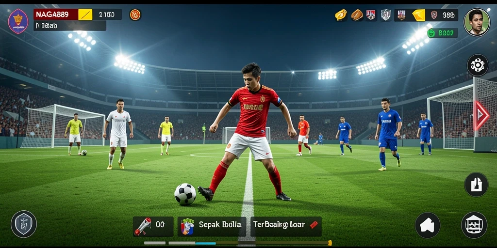 Tangkapan layar NAGA889 menampilkan aksi permainan sepak bola yang intens.