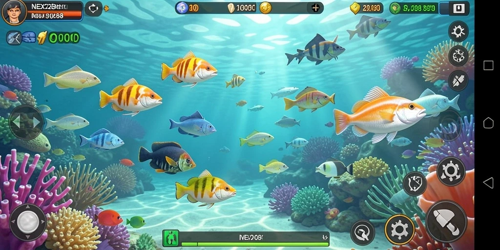 Tampilan gameplay NEX288 dengan berbagai jenis ikan yang menantang.