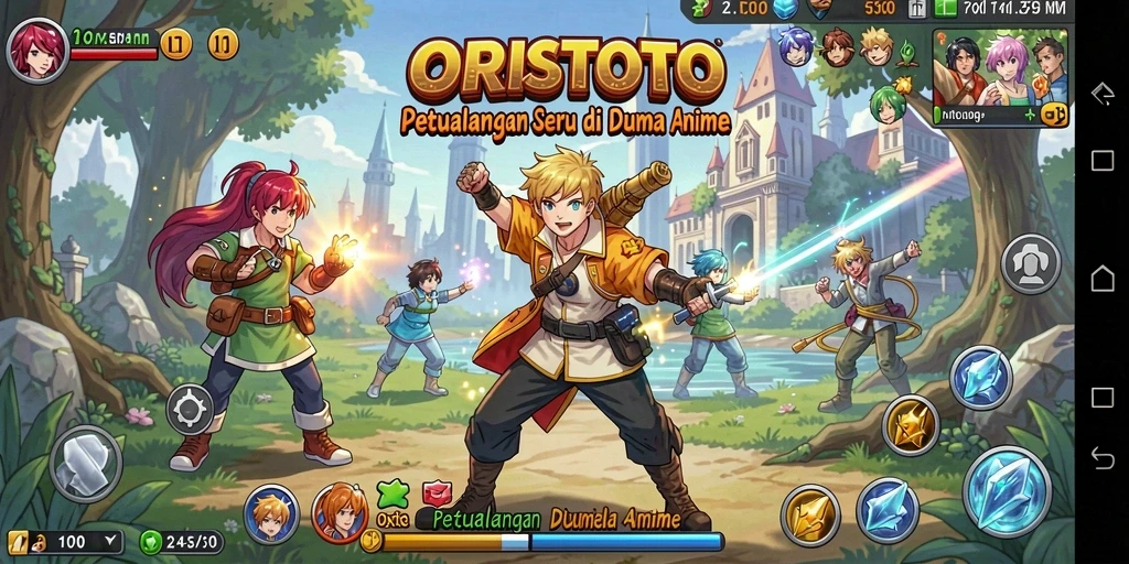 Screenshot dari gameplay seru di ORISTOTO dengan karakter anime yang menawan.