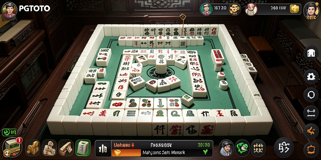 Tampilan gameplay seru dalam PGTOTO, permainan Mahjong yang mengasyikkan.