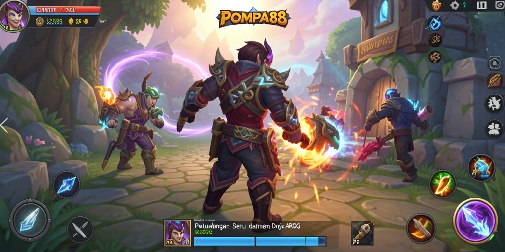 Screenshot POMPA88 menampilkan aksi pertempuran seru di dunia ARPG.