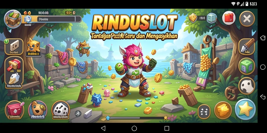 Screenshot dari gameplay RINDUSLOT yang menampilkan tantangan Puzzle.