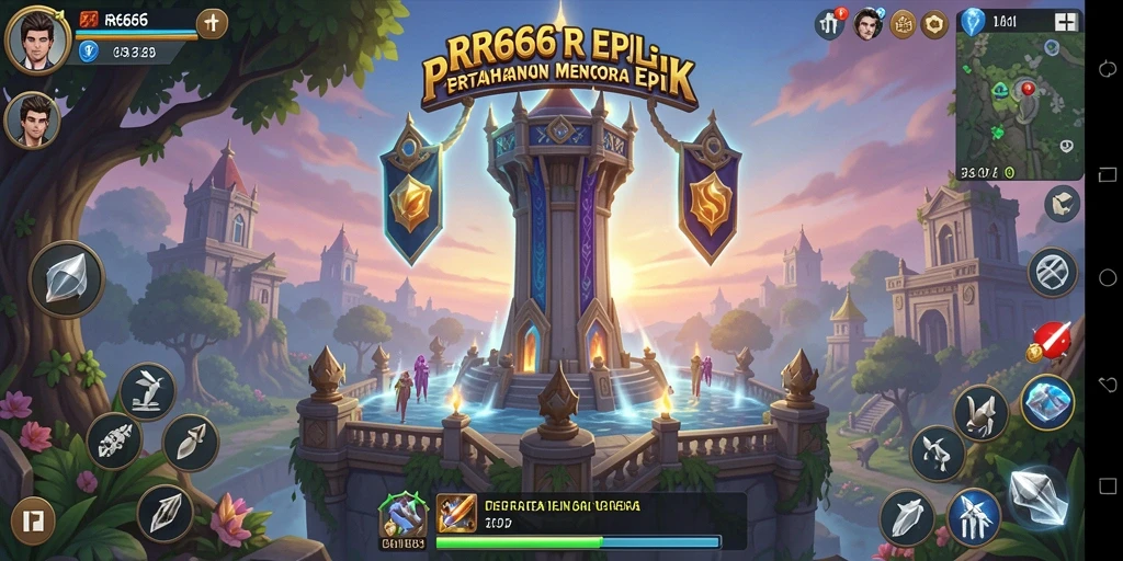 Screenshot utama RR666 menampilkan pertandingan intens Tower Defense.
