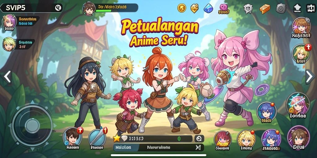 Screenshot gameplay SVIP5 menampilkan aksi seru karakter Anime.