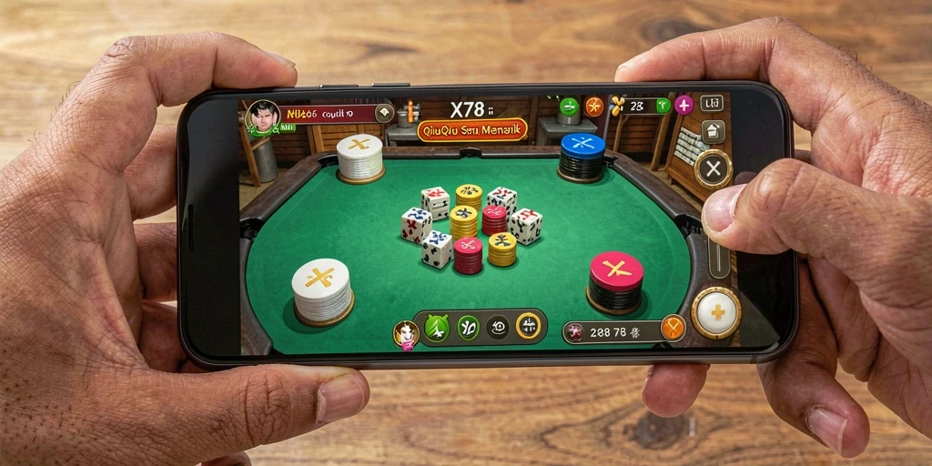 Tampilan gameplay QiuQiu yang menantang dan seru.